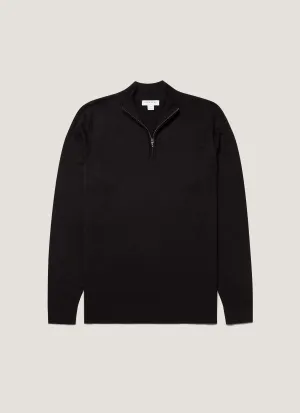 Men's Extra-Fine Merino Zip Neck in Black Bold Simplicity
