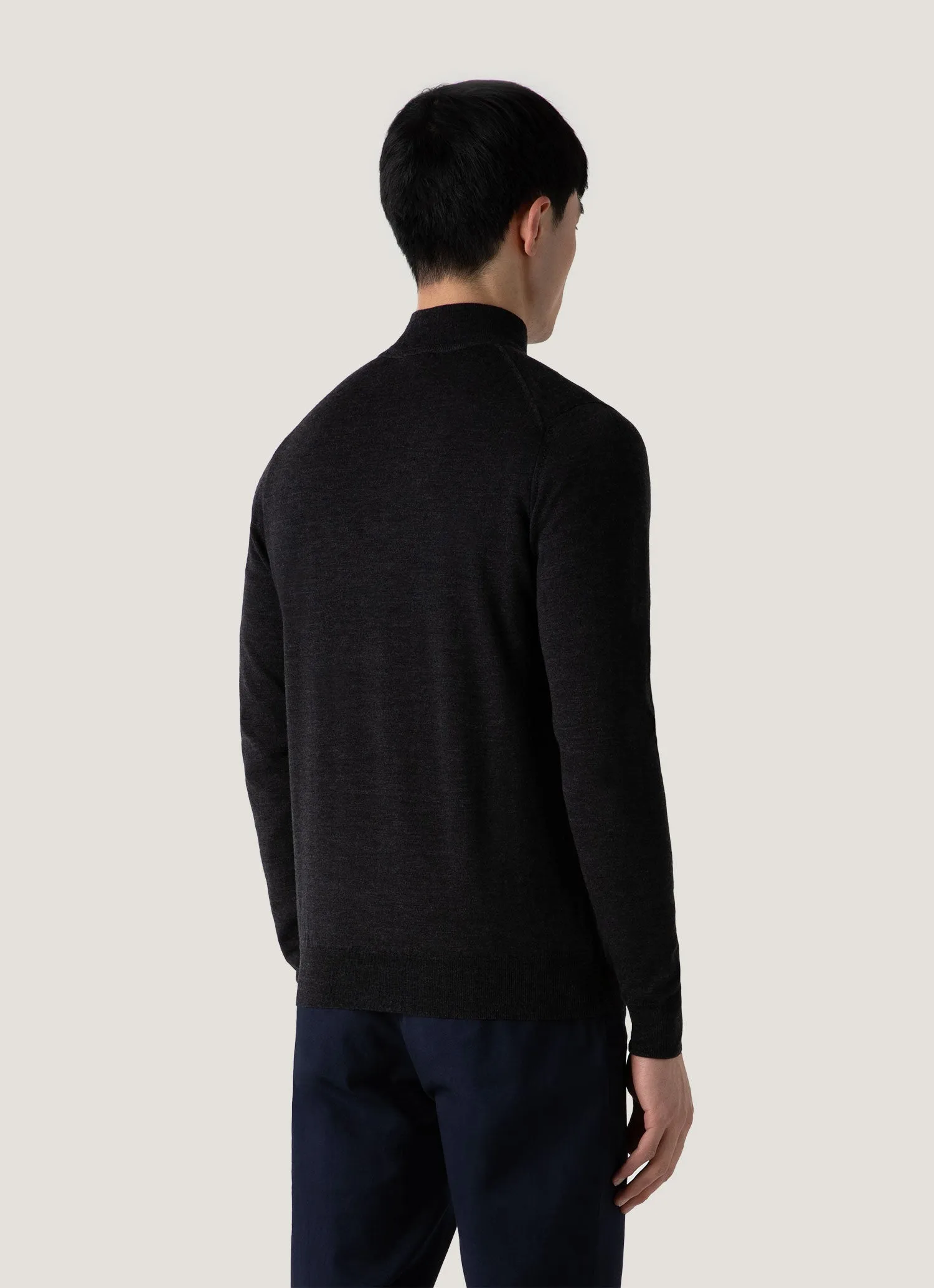 Men's Extra-Fine Merino Zip Neck in Charcoal Melange Chilly Days