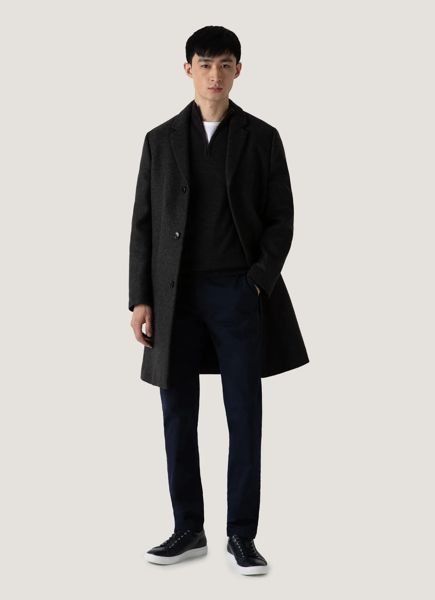 Men's Extra-Fine Merino Zip Neck in Charcoal Melange Autumn Ready Butter Soft Finishing