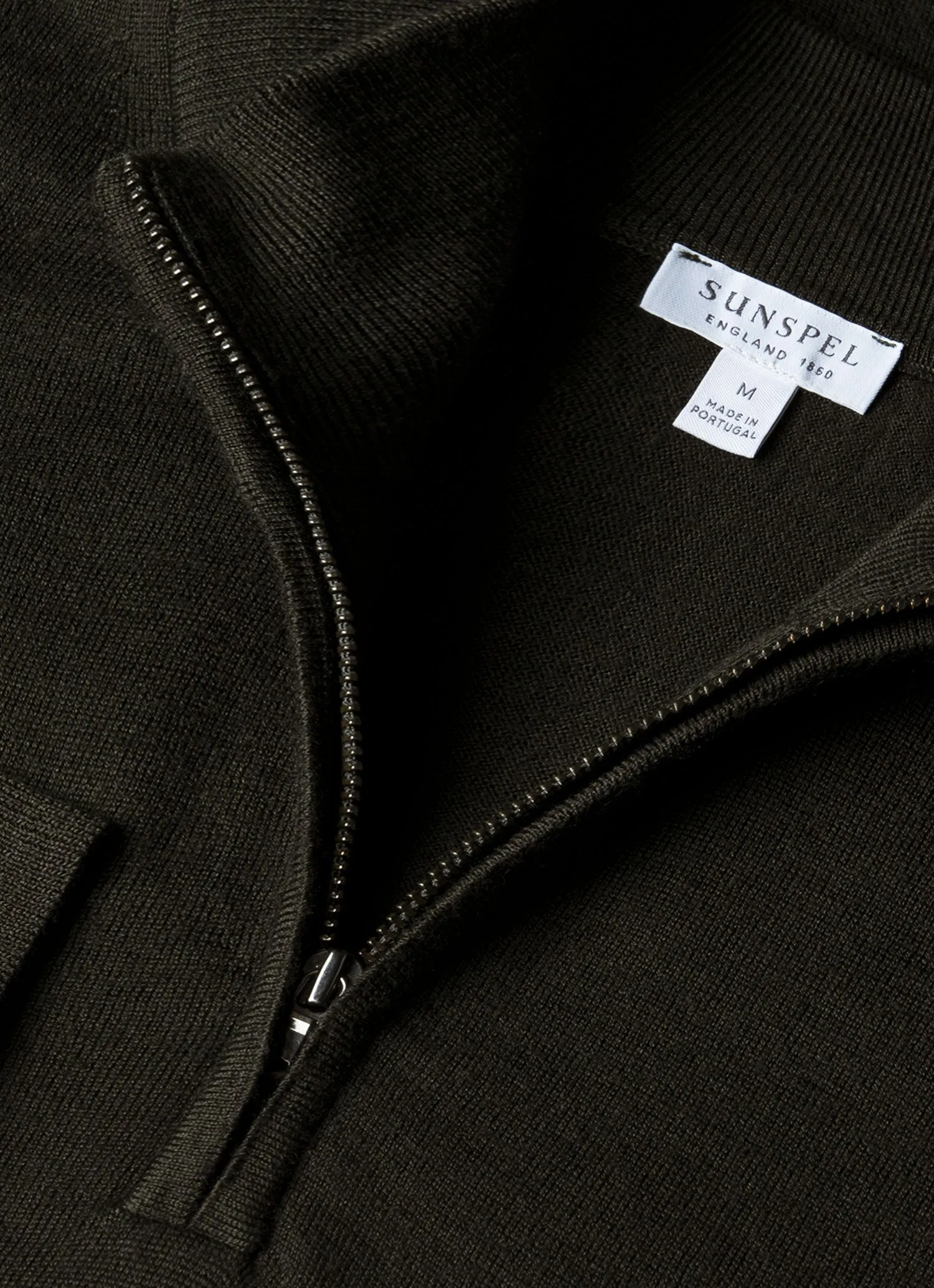 Day To Day Odor Resistant Fabric Men's Extra-Fine Merino Zip Neck in Dark Green