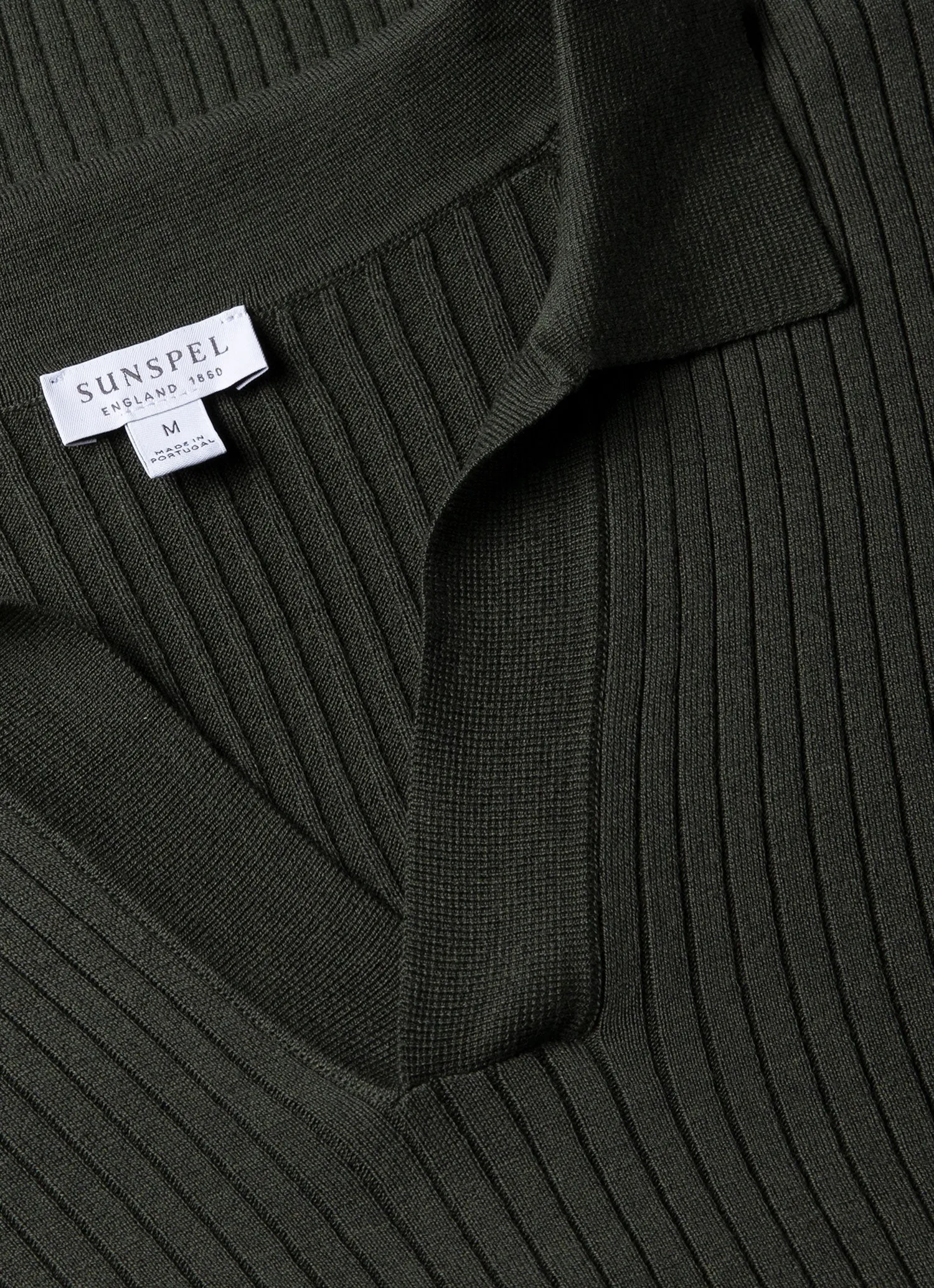 Men's Fine Rib Silk Cotton Polo Shirt in Dusk Green MachineWashable Fabric Textured Slub Yarn