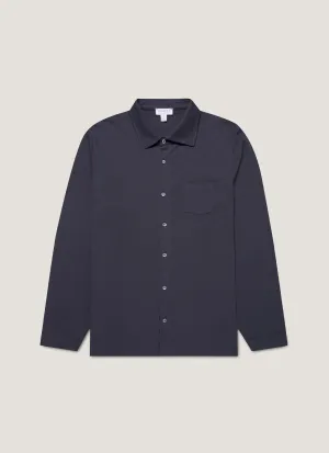 windproof Feminine Touch Men's Formal Riviera Shirt in Navy