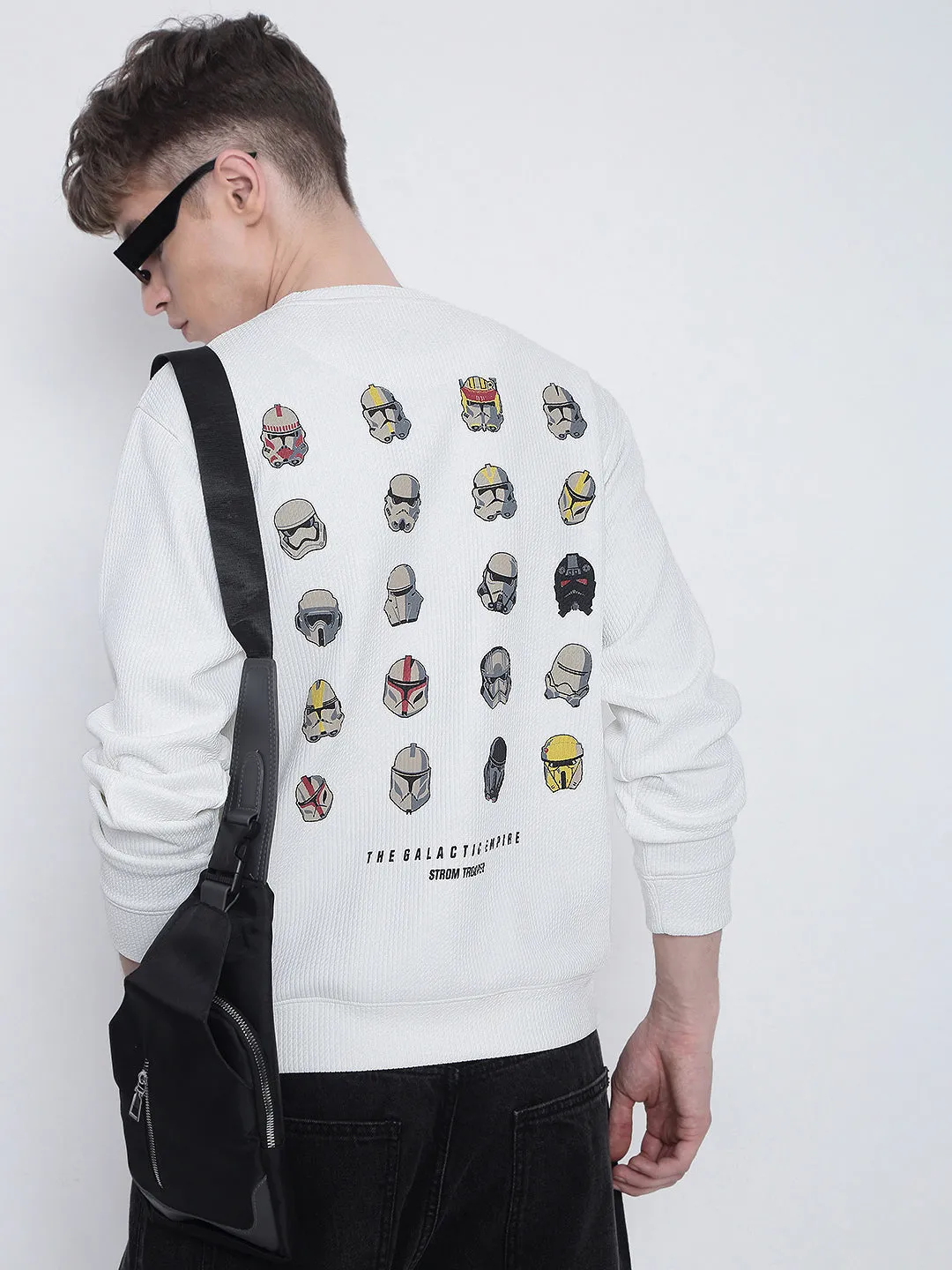 Core Sporty Men's Graphic Printed White Star Wars Sweatshirt