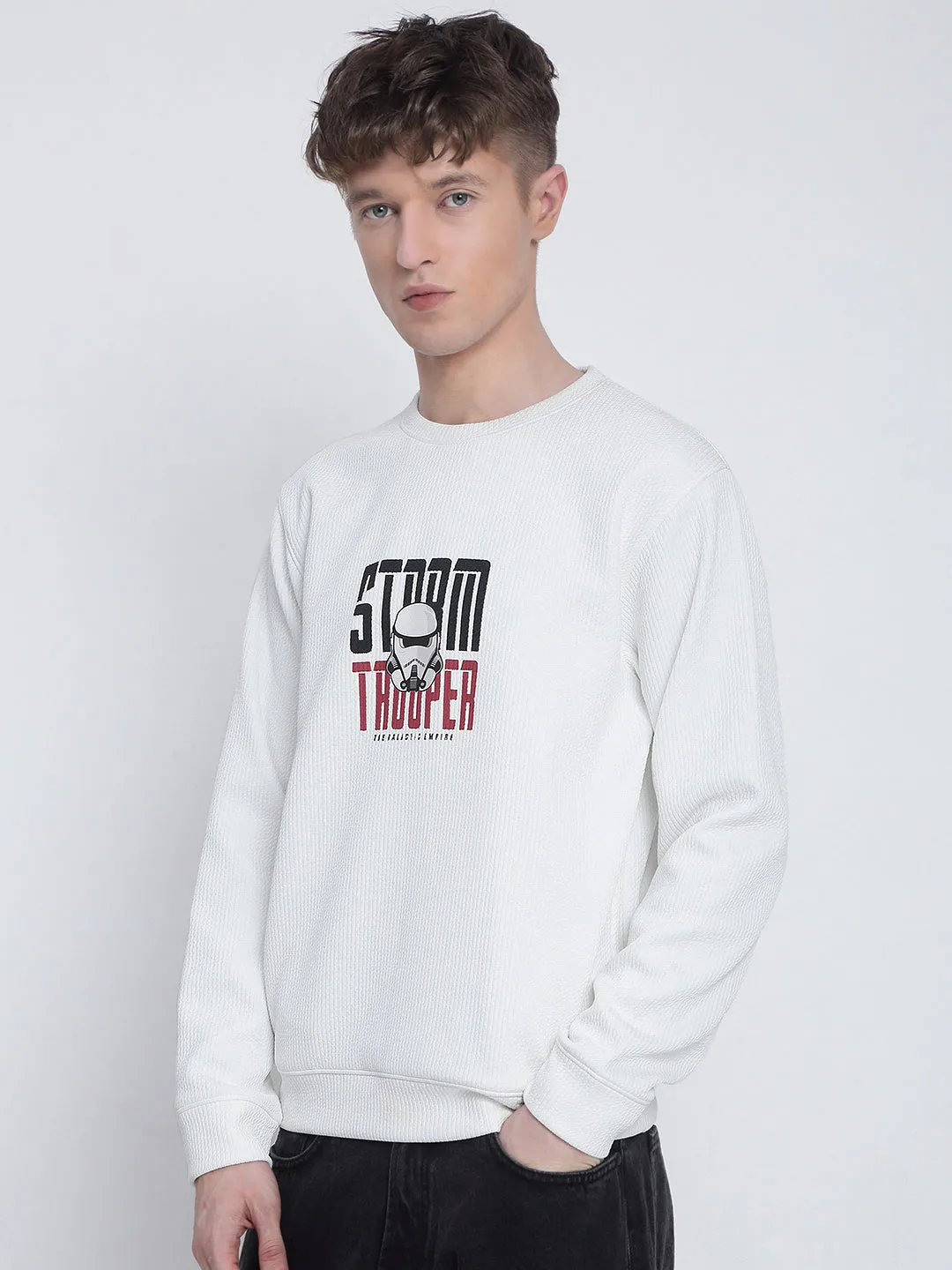 Men's Graphic Printed White Star Wars Sweatshirt Weekend Comfort