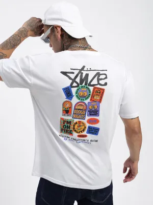 Men's Graphic Prints White Regular Fit T-Shirt EcoFriendly Material Minimal Design