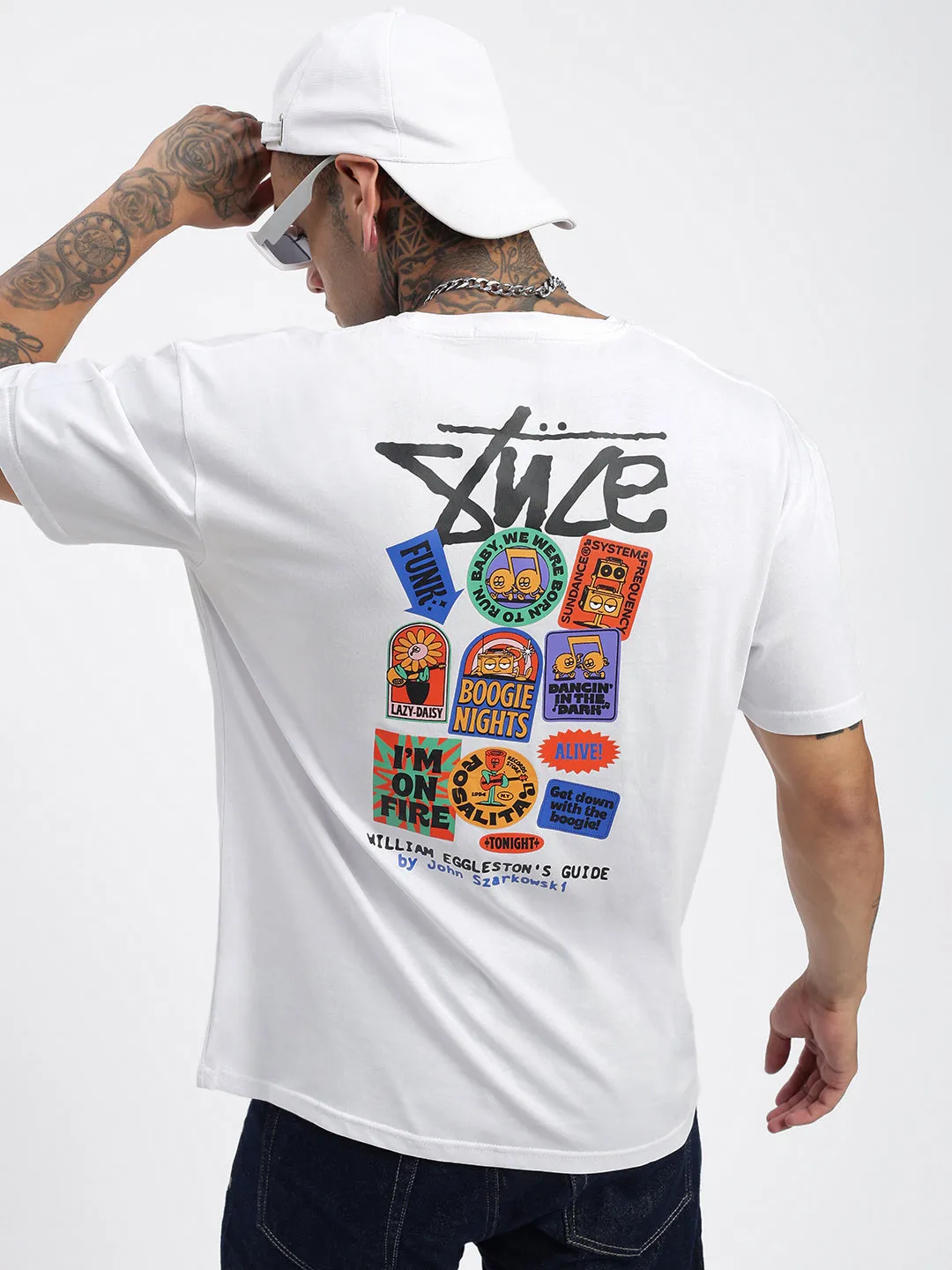 Men's Graphic Prints White Regular Fit T-Shirt EcoFriendly Material Minimal Design