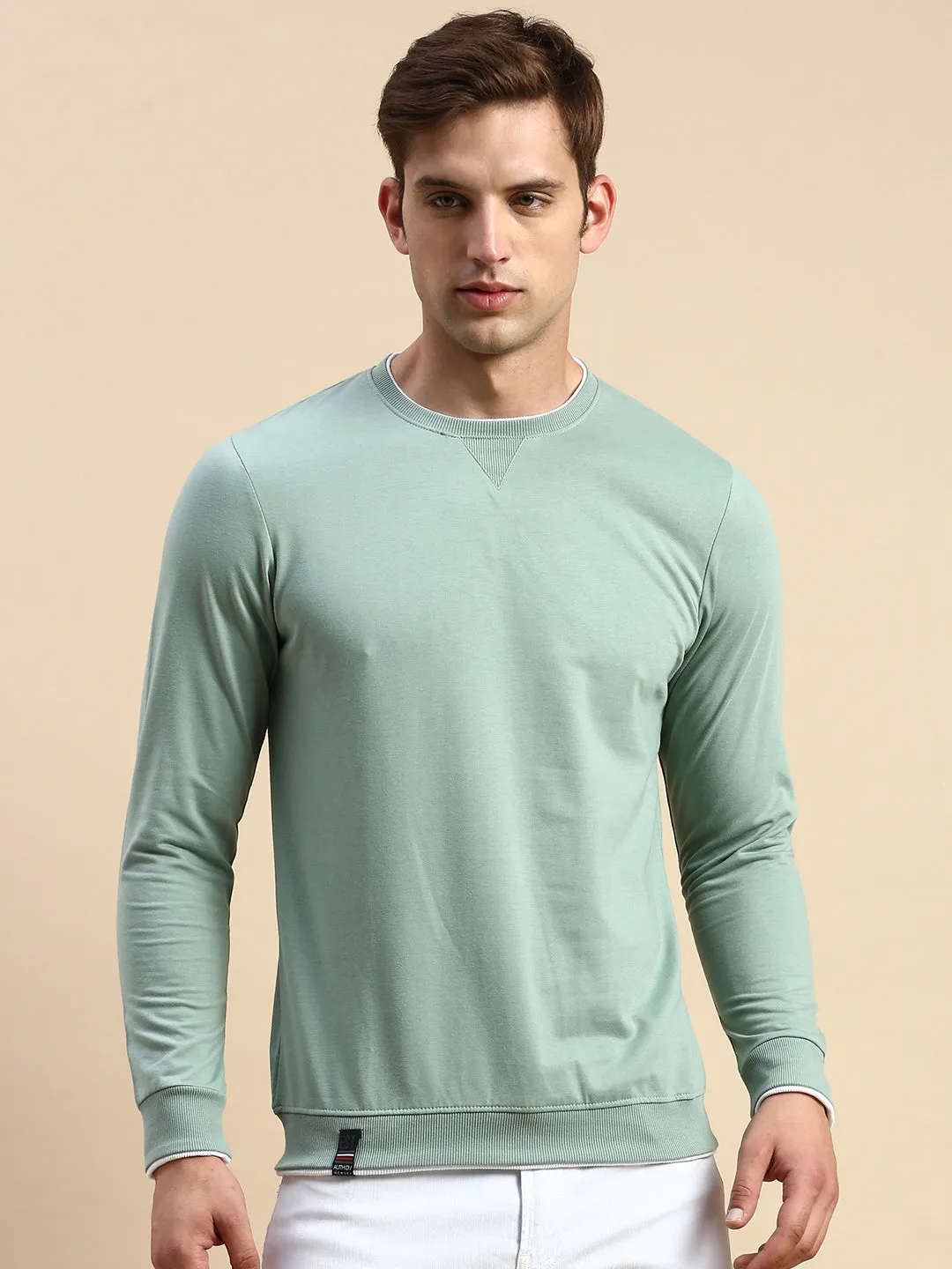 Customer Satisfaction Men's Green Solid Casual Sweatshirt