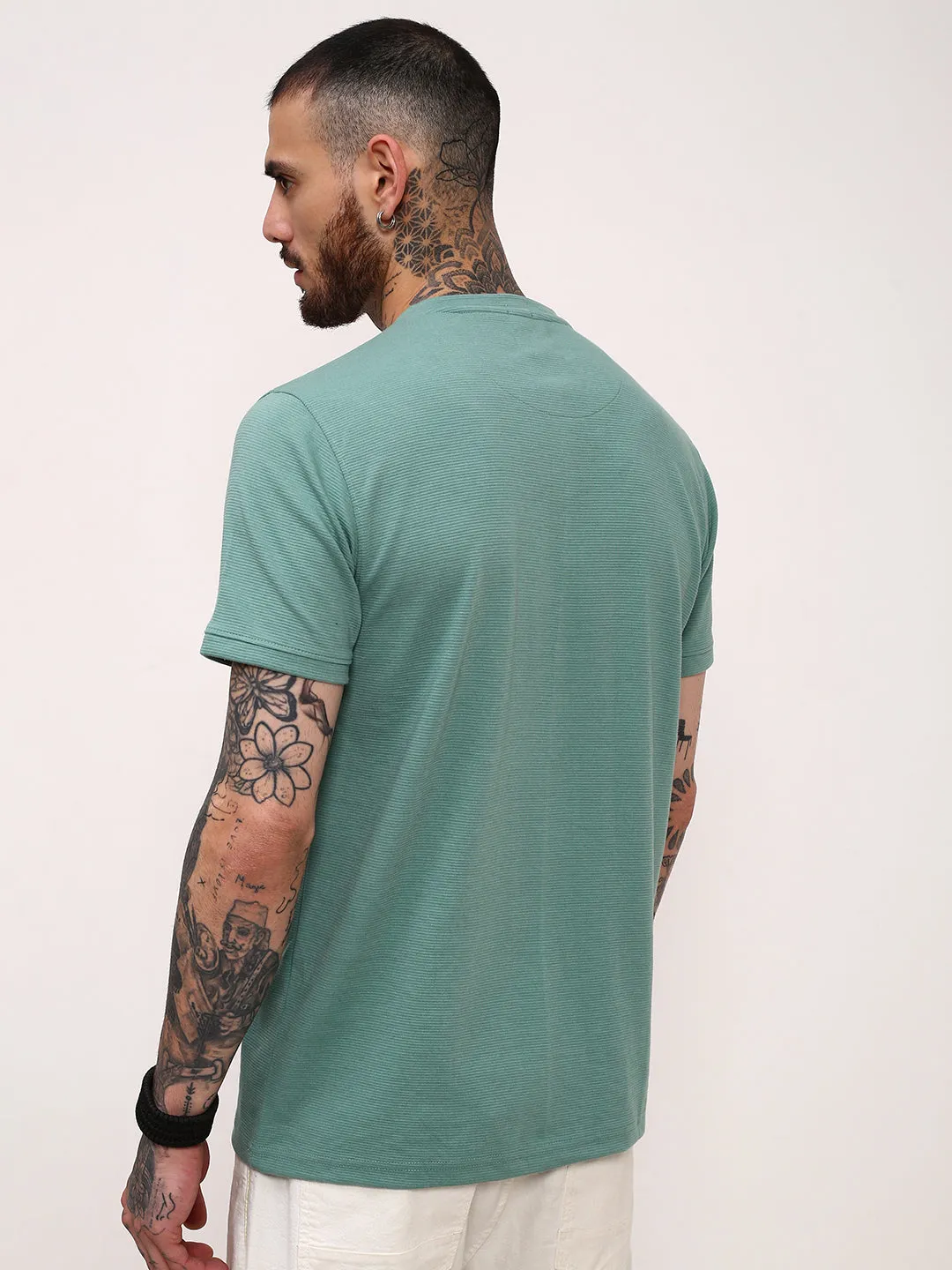 Bright Colors UV resistant Men's Green Solid T-Shirt