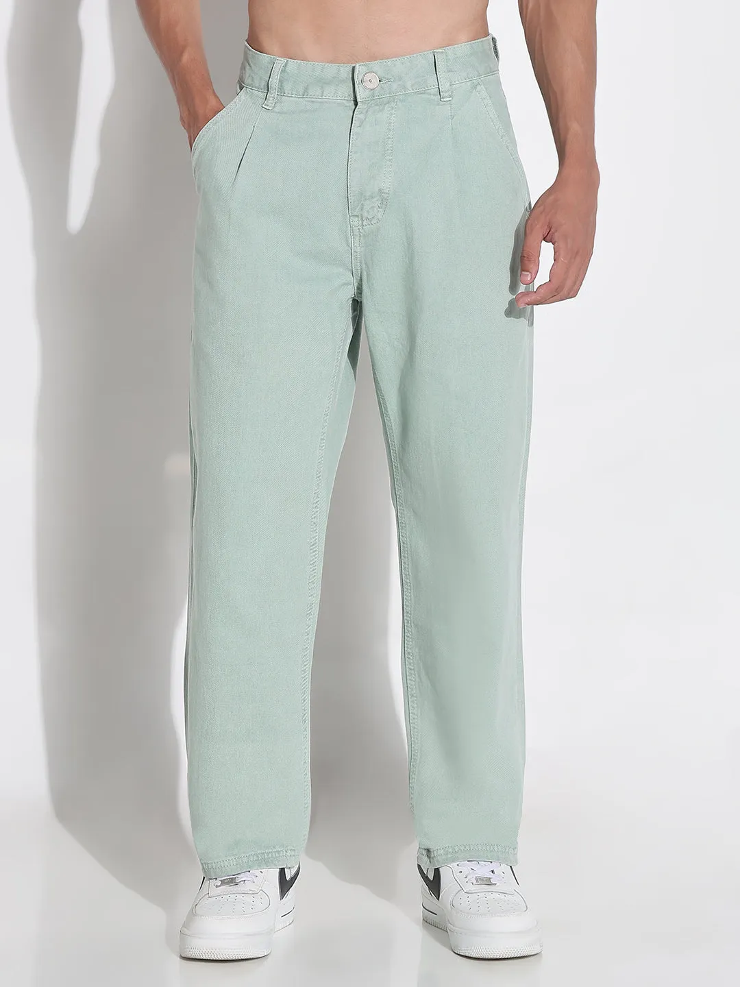 Timeless casual Men's Green Straight Fit Jeans