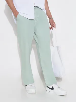 Men's Green Straight Fit Jeans All Around Fit Trendy Comfort