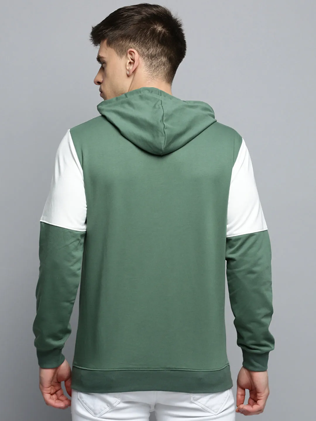 Men's Green Typography Printed Hooded Cotton Sweatshirt product return policy