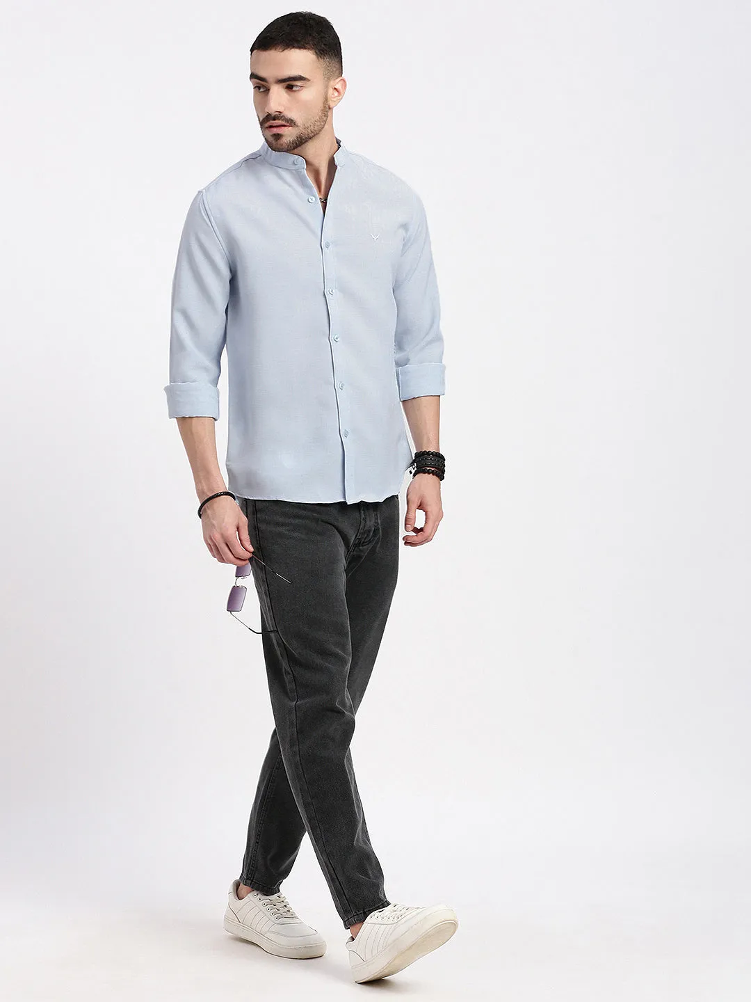 Men's Grey Comfort Light Fade Mid-Rise Acid Wash Jeans Versatile Winter Warmth