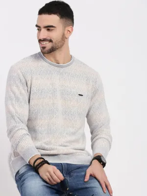 Men's Grey Geometric Sweater High Elasticity