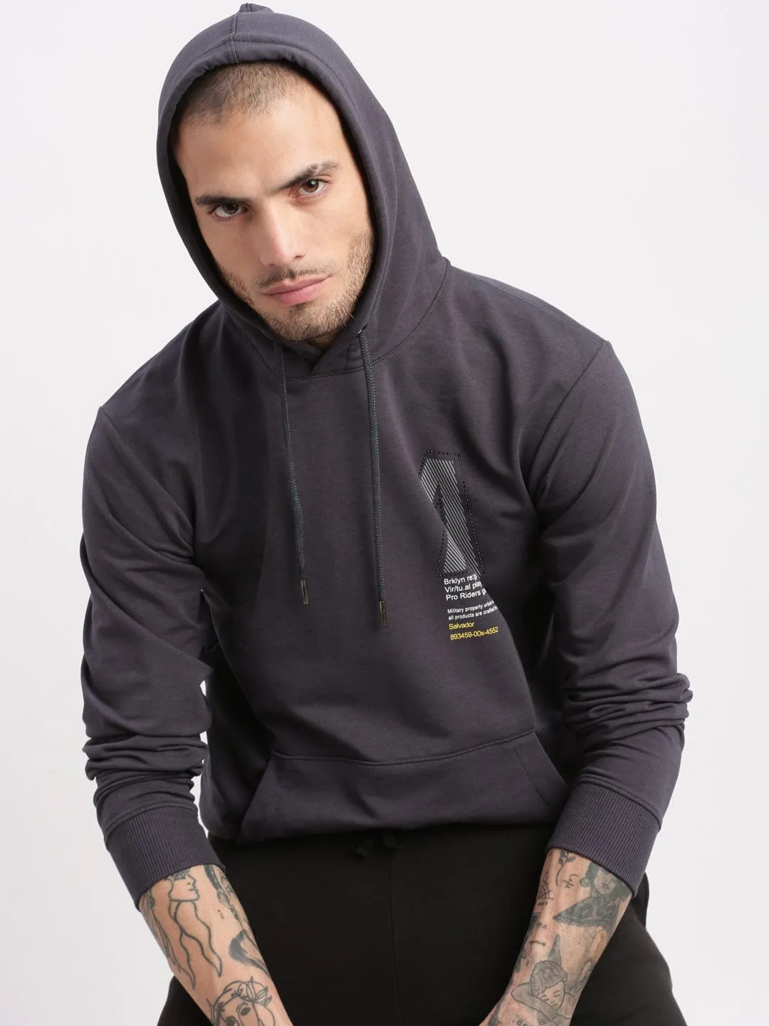 Easy Layering Men's Grey Graphic Hoodie