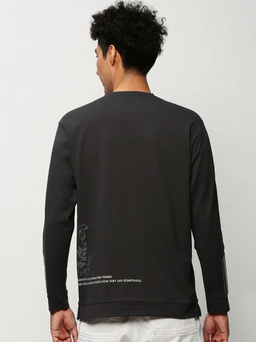 Stylish Fit product cost effectiveness Men's Grey Graphic Printed Cotton Sweatshirt