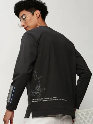 Men's Grey Graphic Printed Cotton Sweatshirt Urban Essential