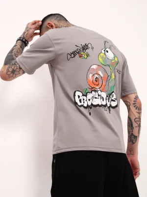 product chain toughness Men's Grey Graphic Printed Regular Fit T-Shirt