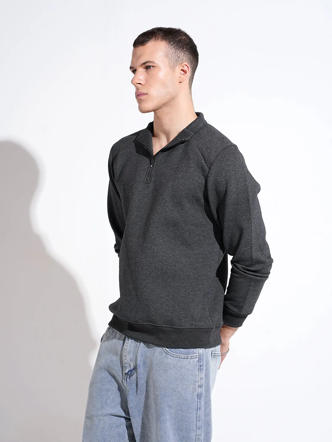 Men's Grey High Neck Sweater Breathable wear