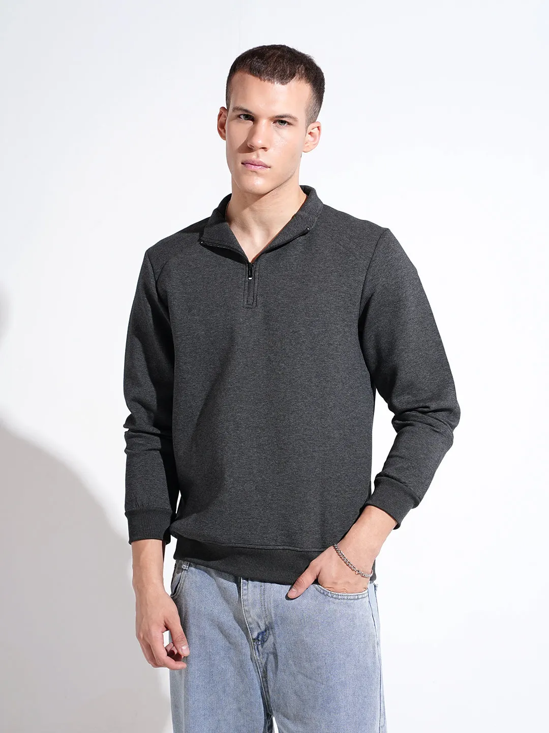Men's Grey High Neck Sweater product birthday joy