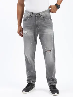 Men's Grey Regular Fit Cropped Jeans Sleek Look