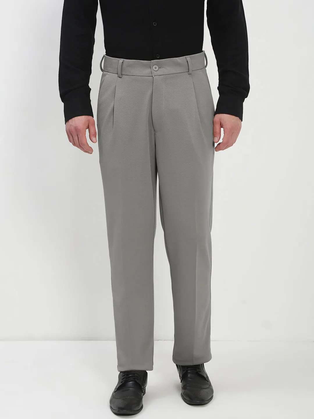 Men's Grey Regular Fit Formal Trouser Sleek lines