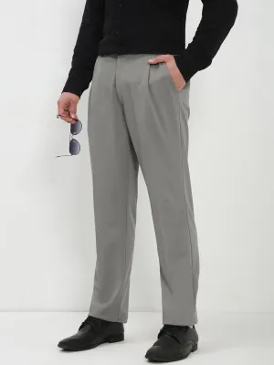 Men's Grey Regular Fit Formal Trouser Simple Comfort Wear Friction Resistant Fabric