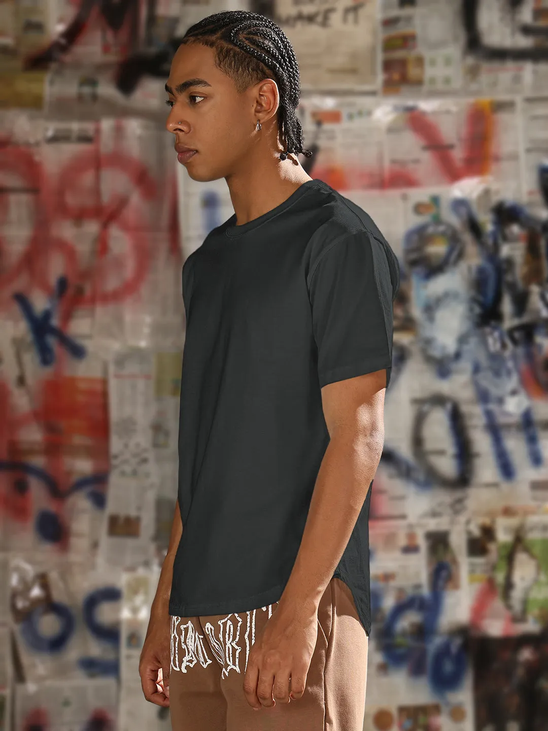 Lightweight Material Men's Grey Regular Fit T-Shirt