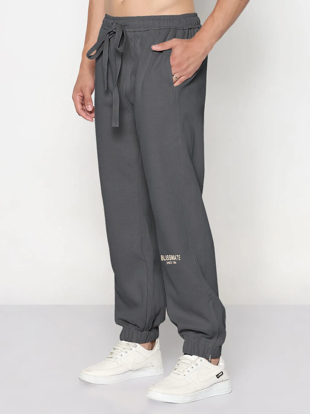 Men's Grey Relaxed Fit Joggers Practical Style