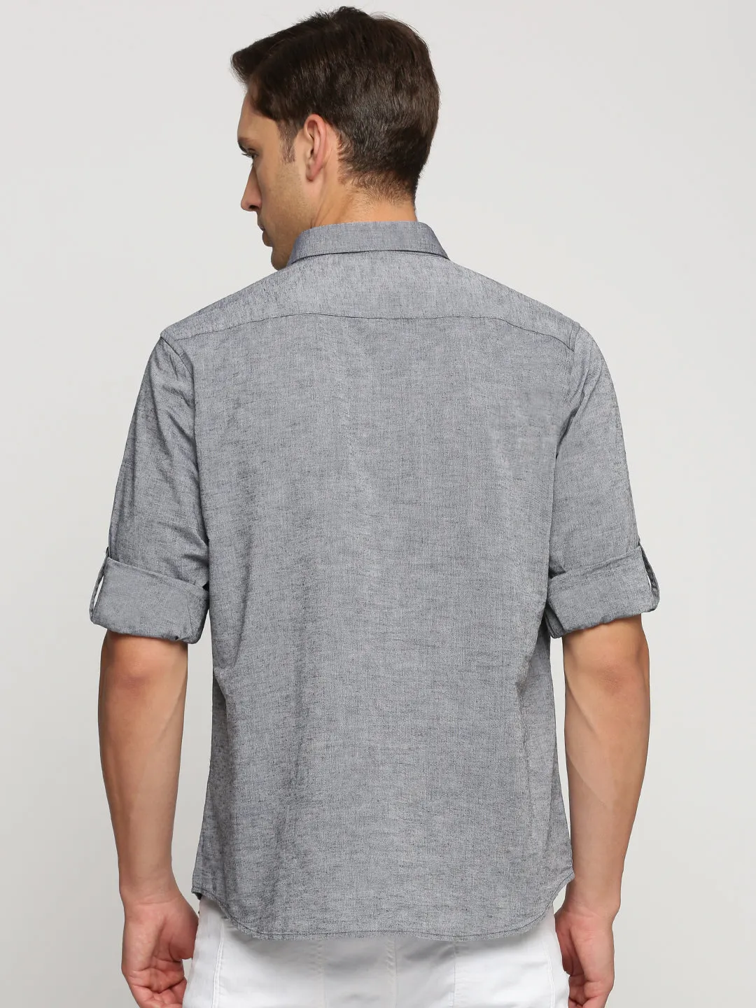 WrinkleResistantCloth OdorControl Technology Men's Grey Shirt Collar Linen Shirt