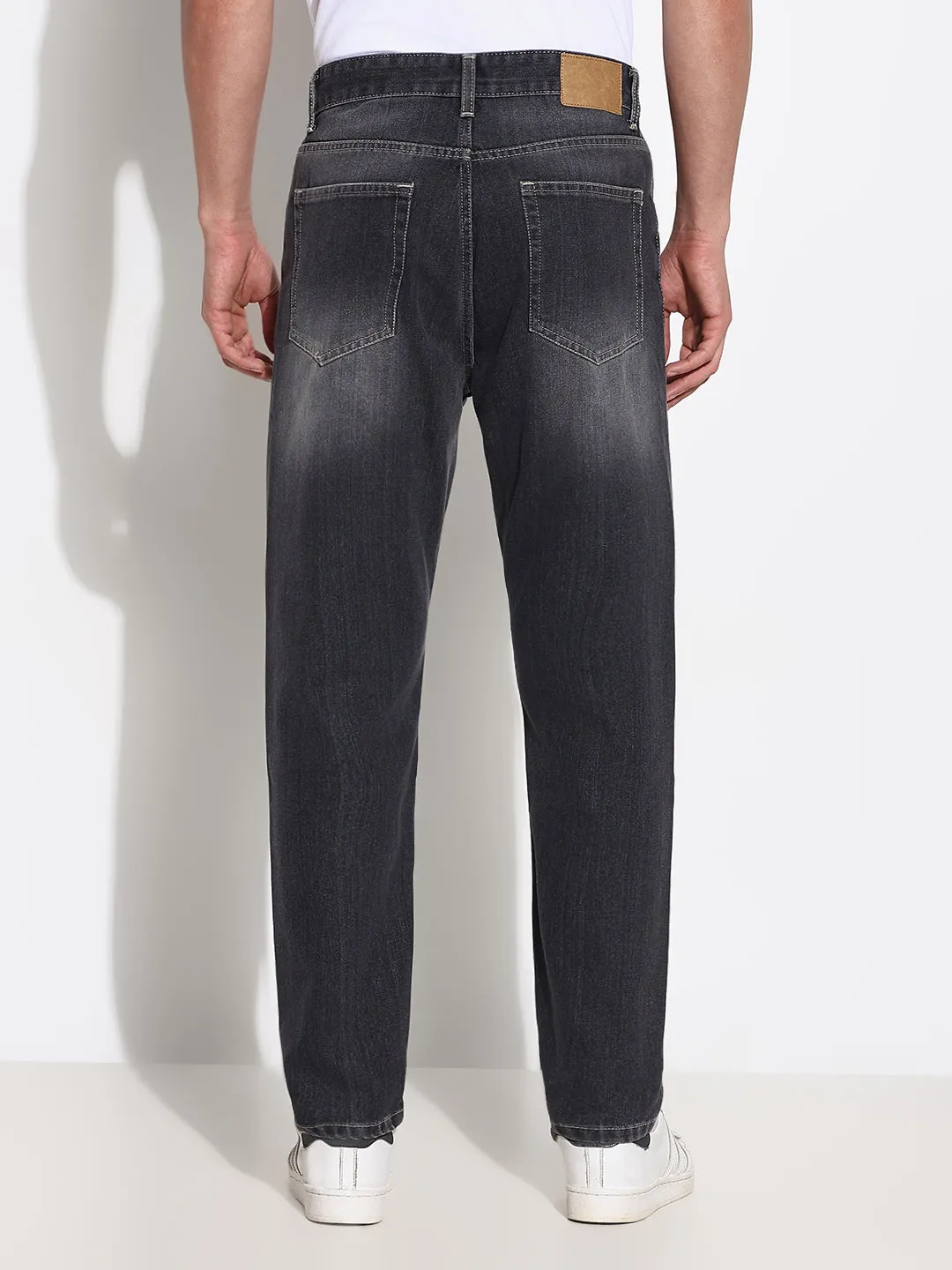 Urban Style Family Style Casual Work Meeting Men's Grey Slim Fit Heavy Fade Acid Wash Jeans