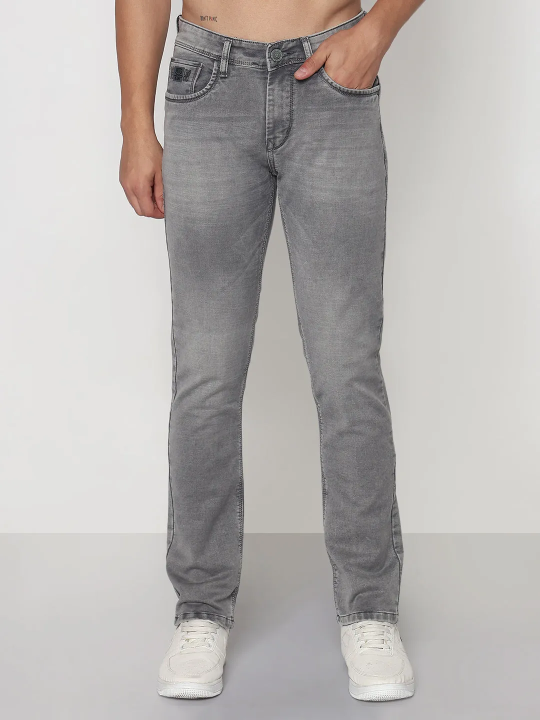 Soft Stretch Matching Basic Men's Grey Slim Fit Jeans