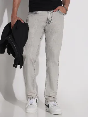 Men's Grey Slim Fit Jeans Daily Essential Morning Stroll Fashion Lover