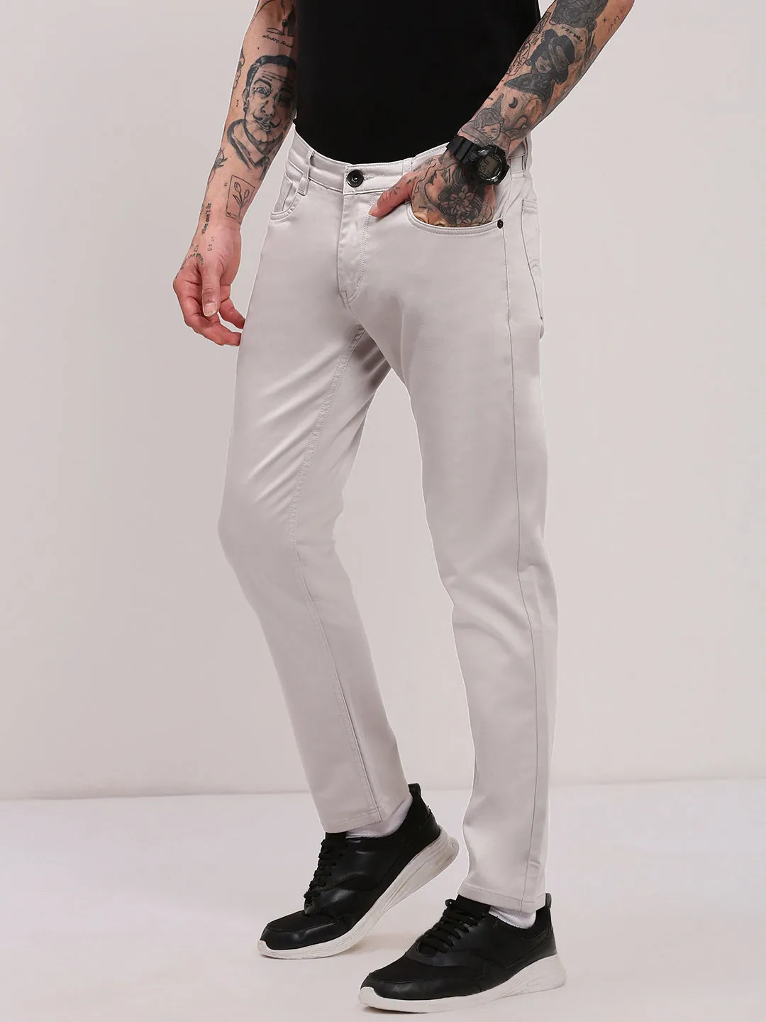 Outdoor Adventure Party Look Youth Style Fit For Every Day Men's Grey Slim Fit Jeans