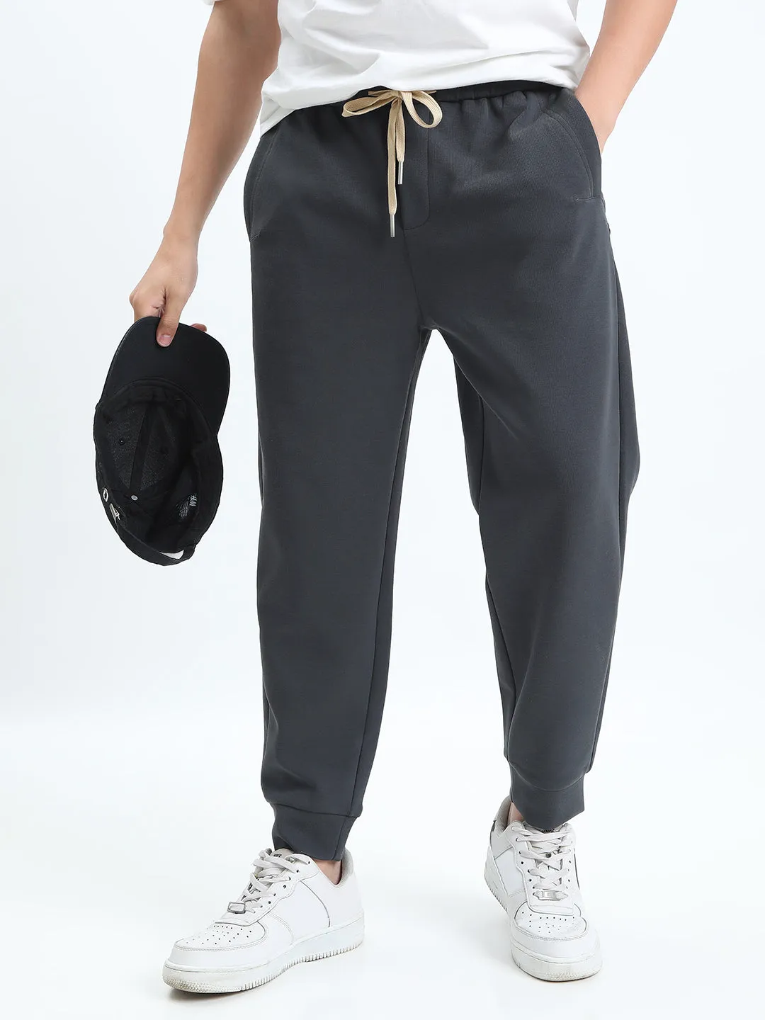 Men's Grey Slim Fit Joggers Roomy Shape