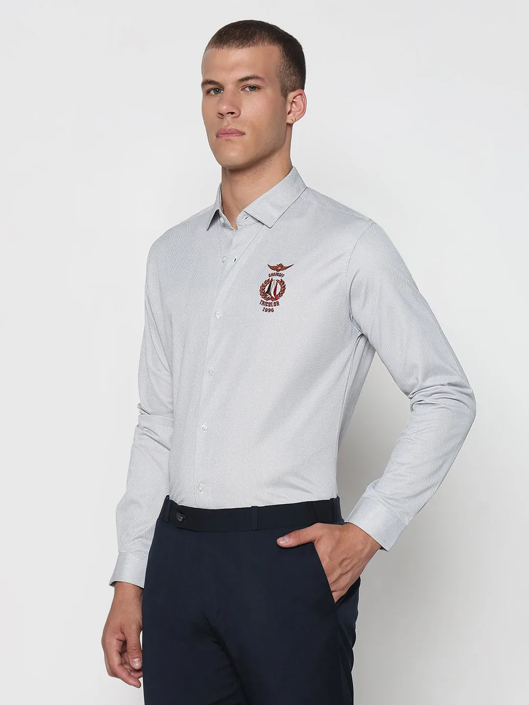 Men's Grey Slim Fit Shirt Versatile Clothing