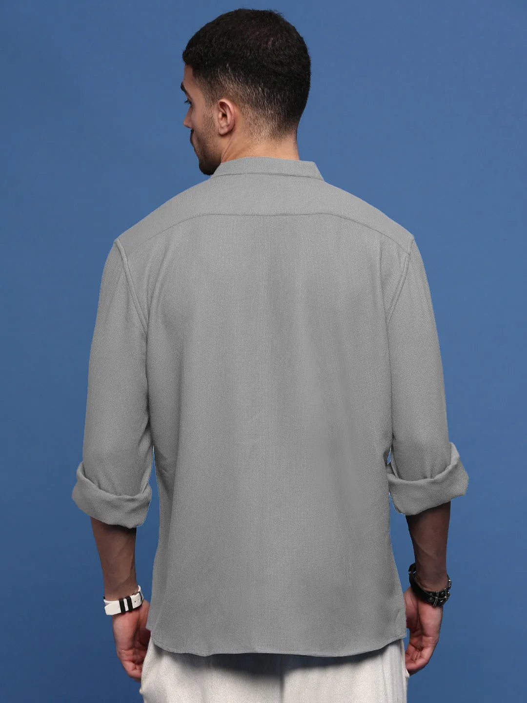 Men's Grey Slim Fit Shirt Relaxed Fit