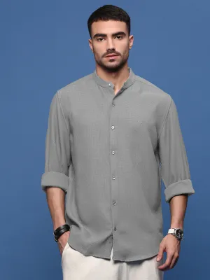 clean look Men's Grey Slim Fit Shirt