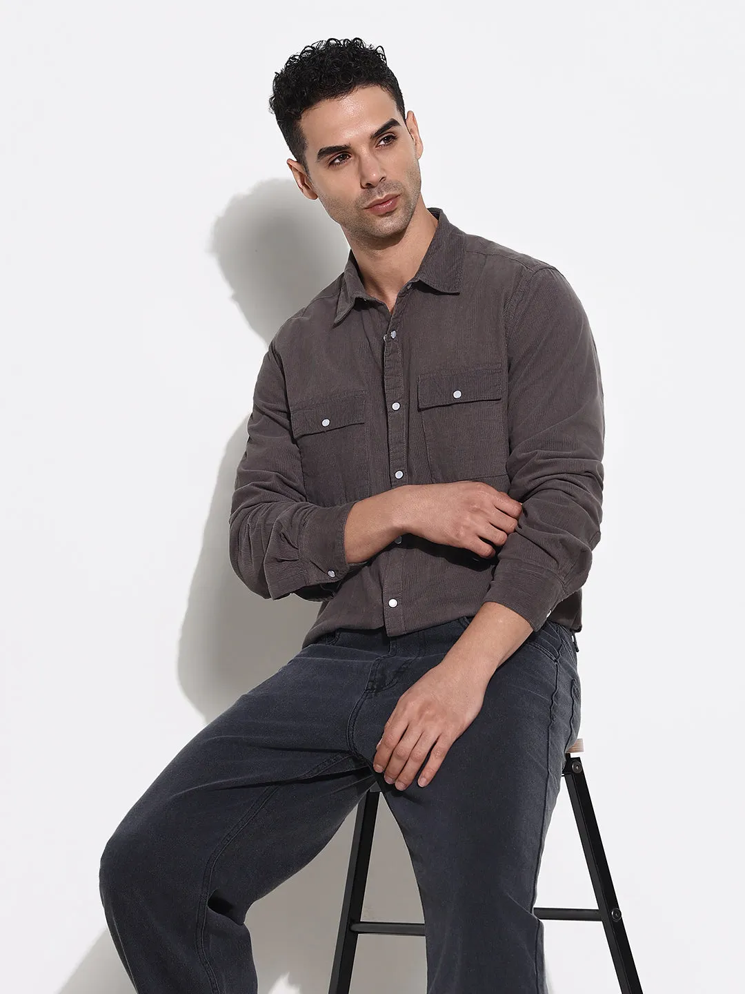 Men's Grey Solid Shirt QuickReleaseFastenings