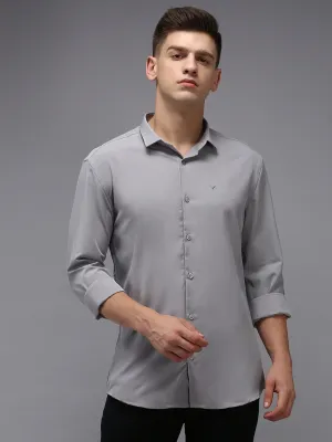 Men's Grey Solid Slim Fit Shirt FourWay Stretch