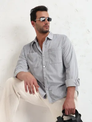 Club Mode Men's Grey Solid Slim Fit Shirt