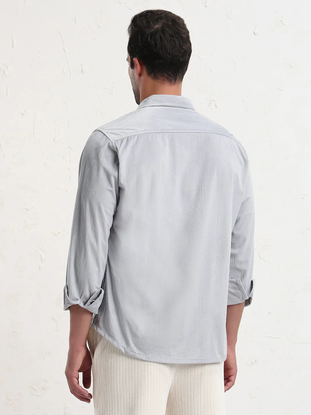 Sport Ease Men's Grey Solid Slim Fit Shirt