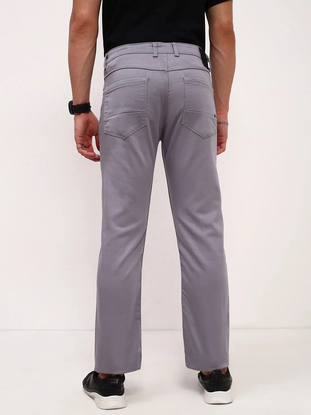 Professional Wear Urban Explorer Functional Comfort Men's Grey Solid Straight Fit Low-Rise Stretchable Jeans