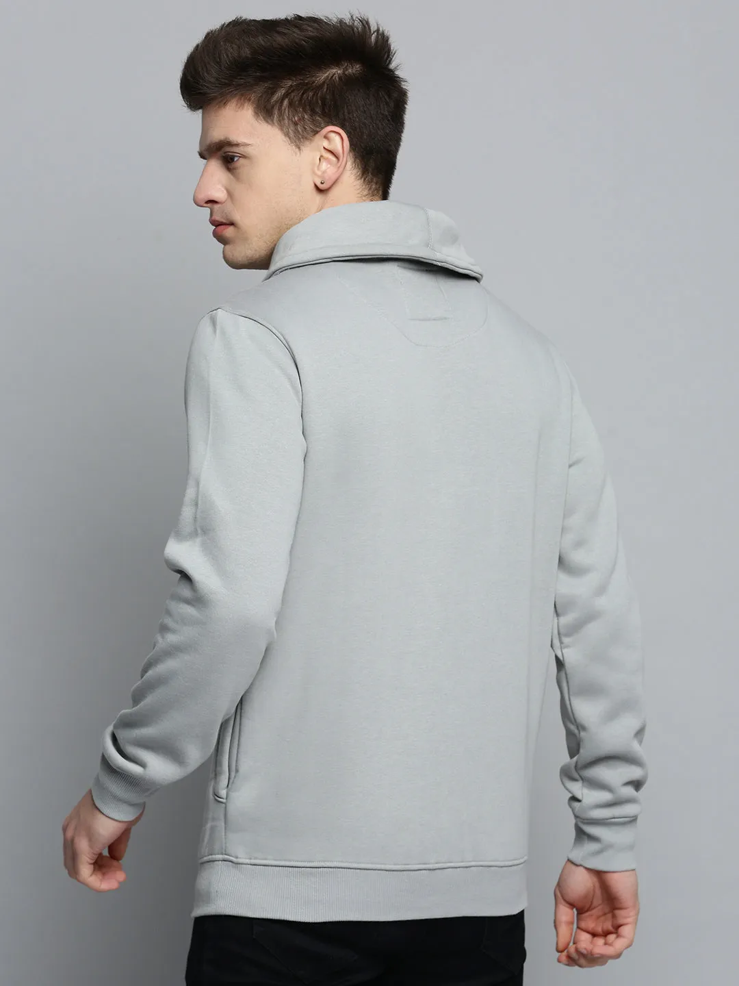 Men's Grey Solid Sweatshirt Night Out Trendy Fashion