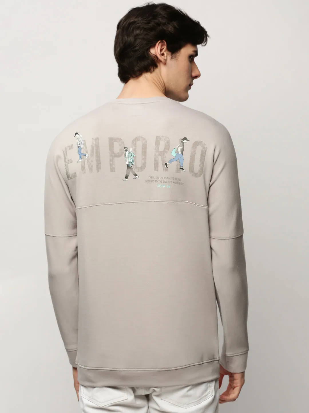 Men's Grey Typography Printed Pullover Cotton Sweatshirt Concert wear Core Style