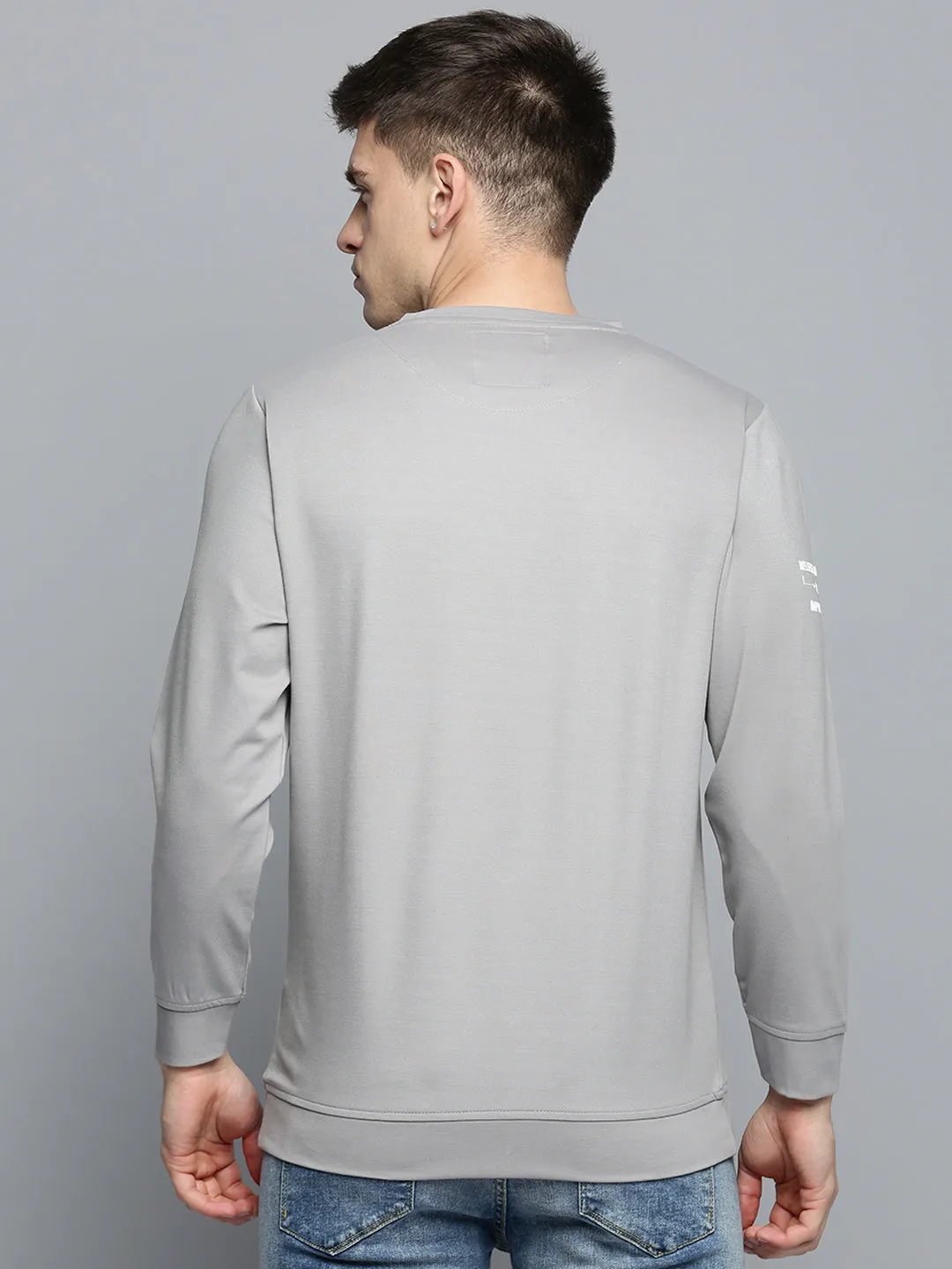 Party Ready Men's Grey Typography Printed Pullover Sweatshirt