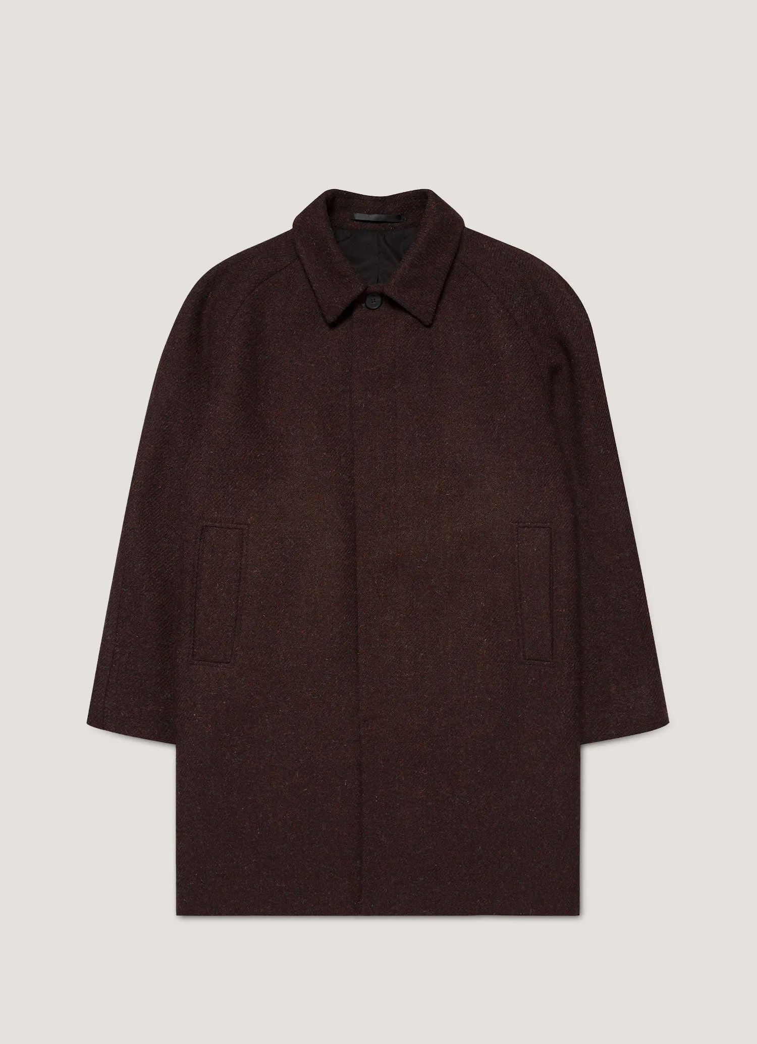 Hypoallergenic Fabric Blend Men's Harris Tweed Car Coat in Truffle