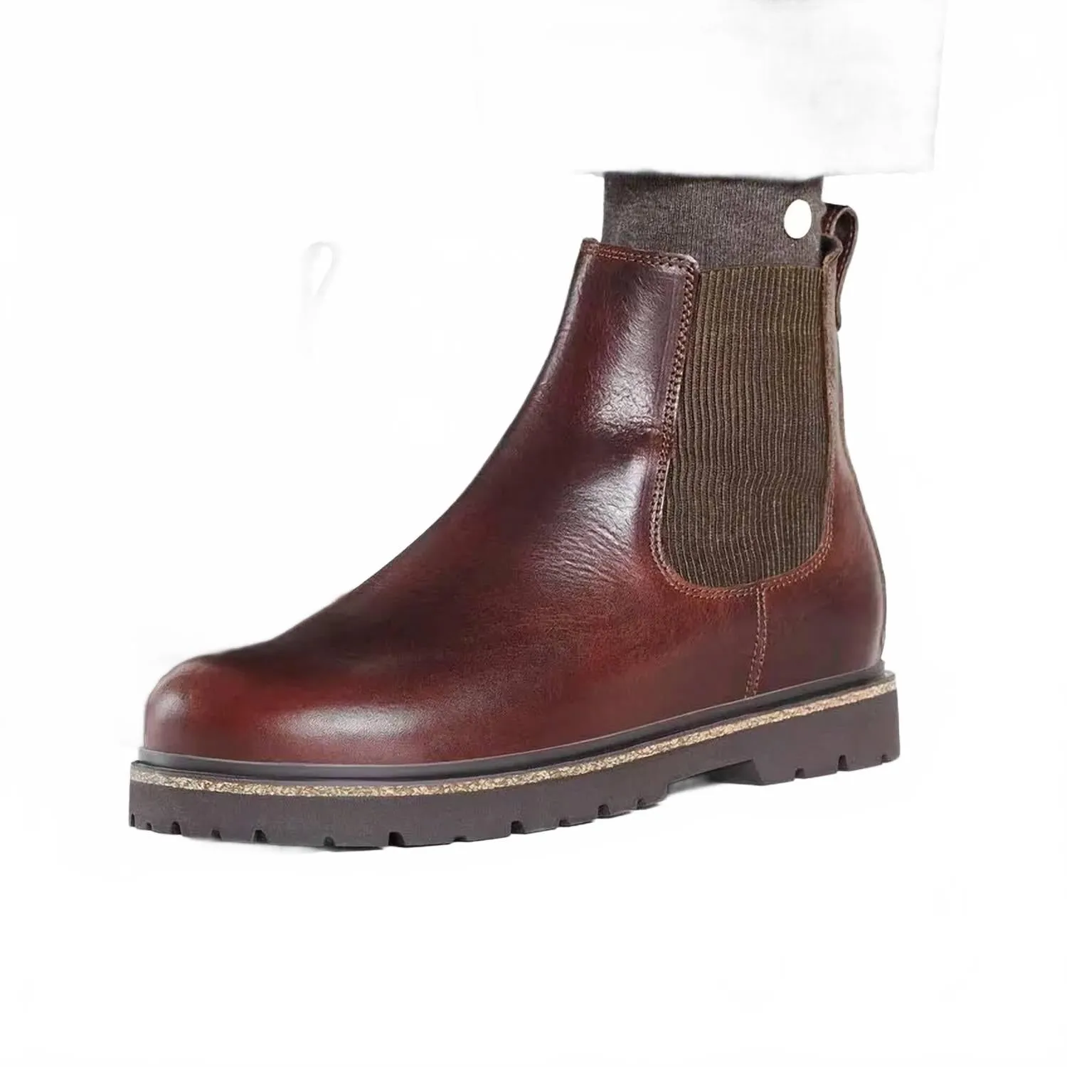 Men's Highwood Chelsea Boot In Chocolate Leather Taper Tip