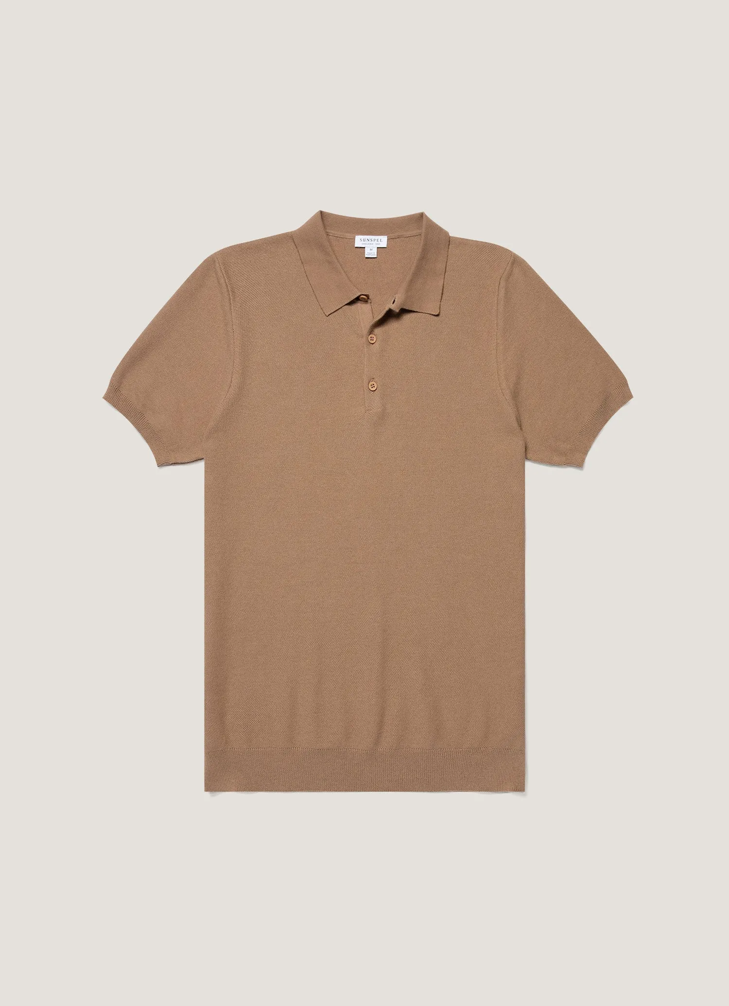 Men's Knit Polo Shirt in Dune Fashion Ease Layered HeatTrap Stitching