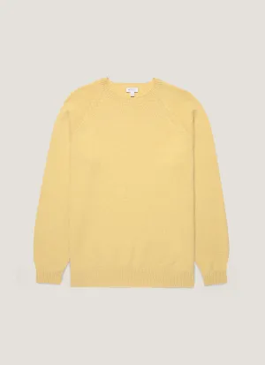 Men's Lambswool Crew Neck Jumper in Dusty Yellow Sustainable Material OdorResistant Treatment