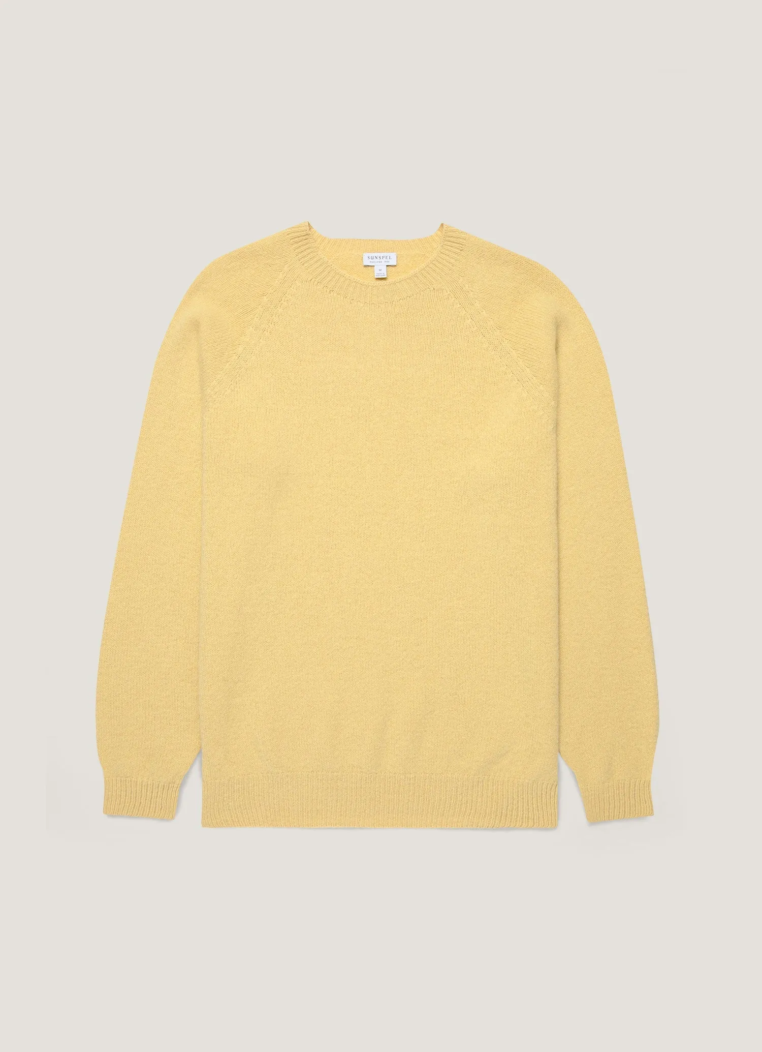 Men's Lambswool Crew Neck Jumper in Dusty Yellow Sustainable Material OdorResistant Treatment